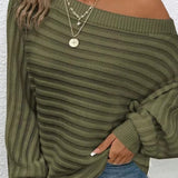 Pull côtelé décontracté de couleur unie