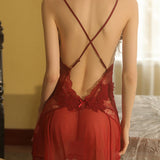 Ensemble Sexy Dos Nu À Fines Bretelles Nuisette-Robe