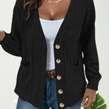 Veste manches longues col V couleur unie