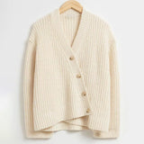 Cardigan boutonné col V de couleur unie