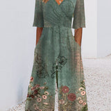 Combinaison à poche à imprimé floral vintage