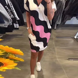 Robe À Col En V Avec Imprimé Ondulé