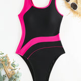 Maillot de bain une pièce tendance aux couleurs contrastées