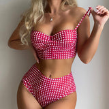Bikini à carreaux avec des sangles minces