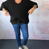 Pull décontracté de couleur unie à col en V