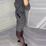 Robe à imprimé losange et manches longues
