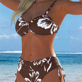 Bikini Deux Pièces À Col Haut Avec Motif Imprimé