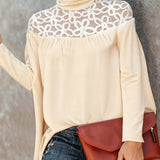 Haut Col Roulé Dentelle Sheer Tricot
