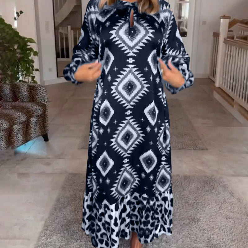 Robe à imprimé géométrique à manches longues