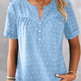 T-shirt avec col en V et bouton