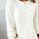 Pull Élégant Bouton Manche Raglan