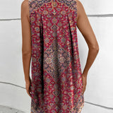 Robe débardeur à imprimé géométrique Boho