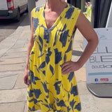 Robe Décolleté En V Sans Manches Imprimée