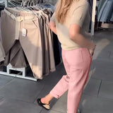 Pantalon Uni Décontracté Droit