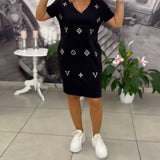 Robe Mode Col En V Manches Courtes