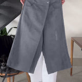 Pantalon décontracté asymétrique de couleur unie simple