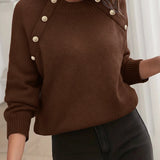 Pull Boutonné À Col Rond