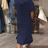 Robe À Capuche Décontractée Cordon