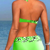Bikini dos nu imprimé patchwork léopard