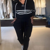 Ensemble sweat-shirt à capuche décontracté à imprimé rayé