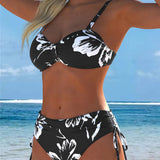 Bikini Deux Pièces À Col Haut Avec Motif Imprimé