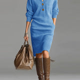 Robe pull décontractée de couleur unie pour l'automne et l'hiver
