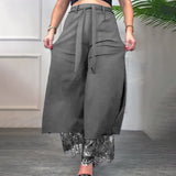 Pantalon À Fente Avec Bordure En Dentelle