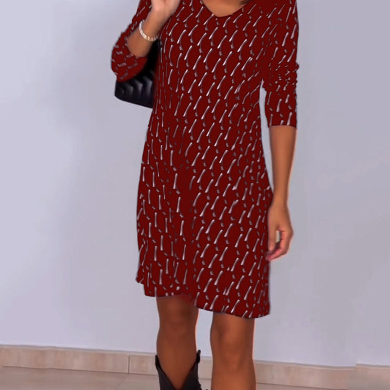 Robe col V imprimé losanges