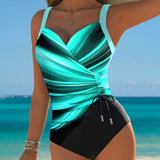 Maillot de Bain Monopièce Cordelette de Couleur Contrastée