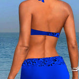 Bikini dos nu imprimé patchwork léopard