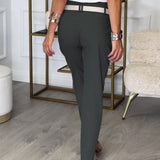 Pantalon patchwork irrégulier à poches de couleur unie à la mode