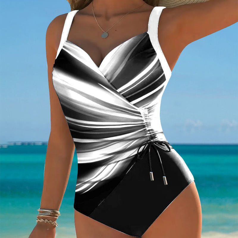 Maillot de Bain Monopièce Cordelette de Couleur Contrastée