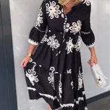 Robe à imprimé floral et manches 3/4
