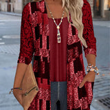 Bluse Manches Longues Imprimée Style Deux-Pièces Factice