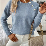 Pull Bouton Décoré Manche Raglan