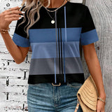 T-Shirt Col Rond Imprimé Géométrique Manches Courtes
