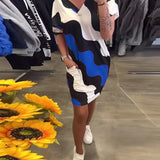 Robe À Col En V Avec Imprimé Ondulé