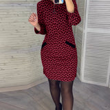 Robe à imprimé losange et manches longues