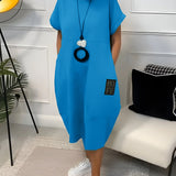 Robe décontractée à manches courtes et imprimé lettre simple