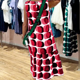 Robe imprimée sans manches à col rond