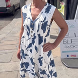 Robe Décolleté En V Sans Manches Imprimée
