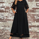 Robe élégante à Manches Mi-Longues Et Col Rond Décontracté