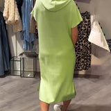 Robe À Capuche Décontractée Cordon