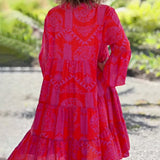 Robe à manches 3/4 à imprimé géométrique Boho