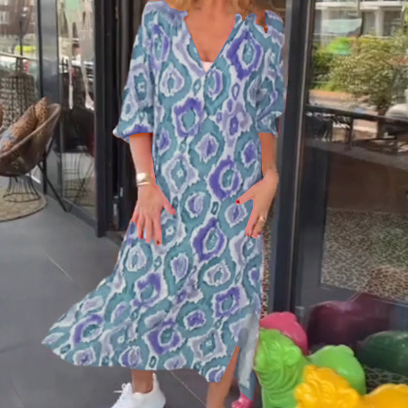 Robe à imprimé mode avec demi-manche