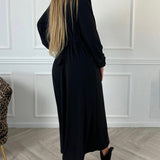 Robe sexy unie avec manches longues