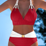 Maillot de Bain Double bretelle Haute taille Couleur contrastée