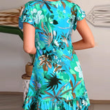 Robe florale avec col et volants