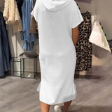 Robe À Capuche Décontractée Cordon