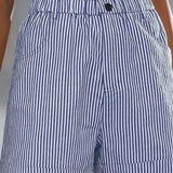 Short imprimé à rayures taille haute